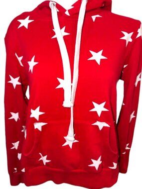 Reflex Hoodie Women's XL Red White Star Print Pullover Sweatshirt